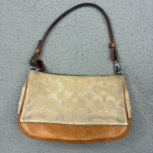 Coach Handbags - Vintage Coach 6094 Signature Demi Mini Bag Beige Brown Canvas Leather Purse